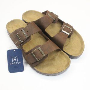 George Shoes George Mens Comfort Buckle Strap Sandals Tan